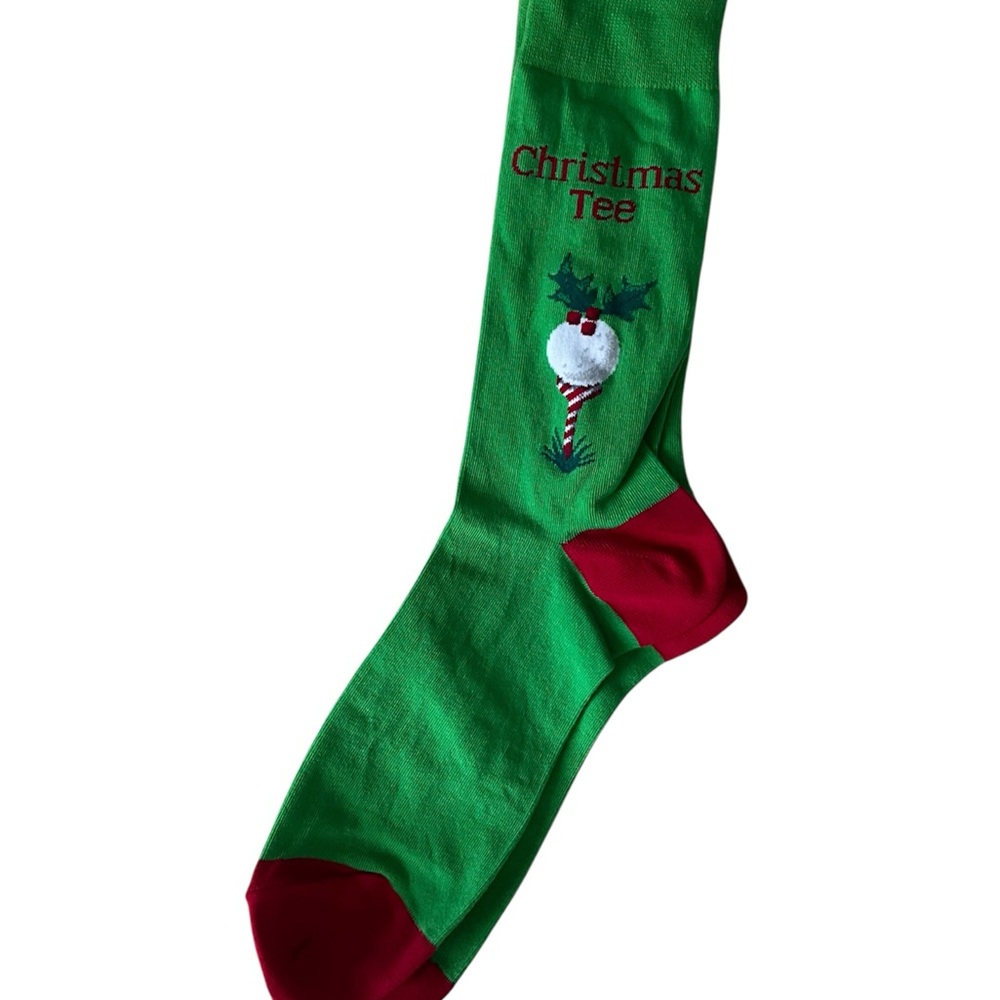 Christmas Tee Green & Red Novelty Men's Socks